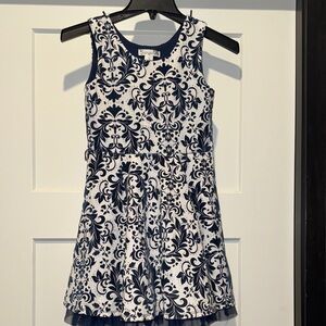 Elegant Navy and White Floral Dress